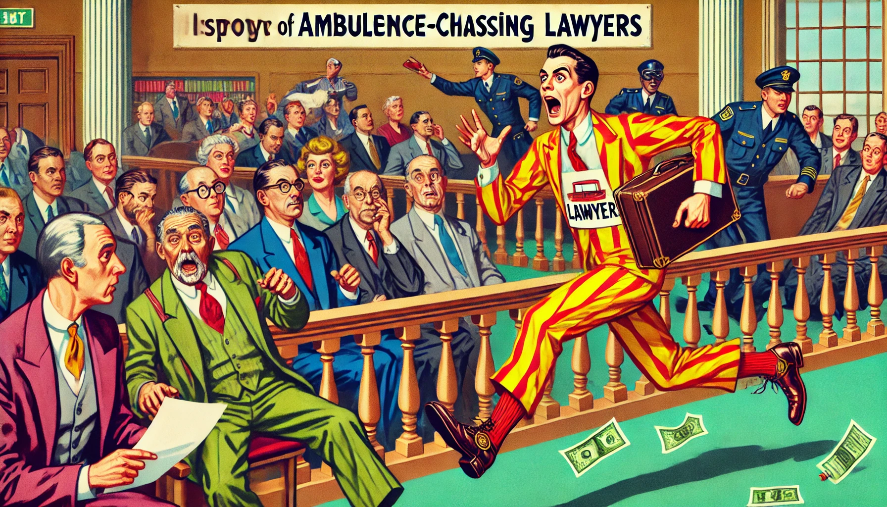 Create an Image of a Lawyer Chasing an Ambulance